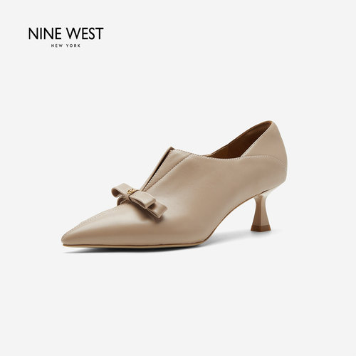 Nine West/玖熙2026年秋季新款高跟鞋女尖头蝴蝶结通勤深口单鞋女 - 图3