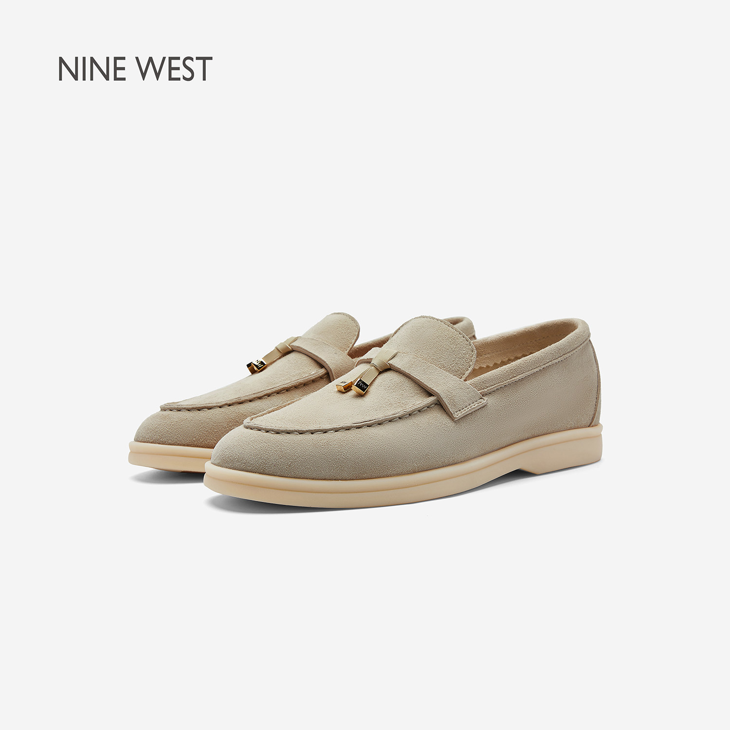 Nine West/玖熙2025春季新款乐福鞋女复古流苏吊坠平底通勤单鞋女