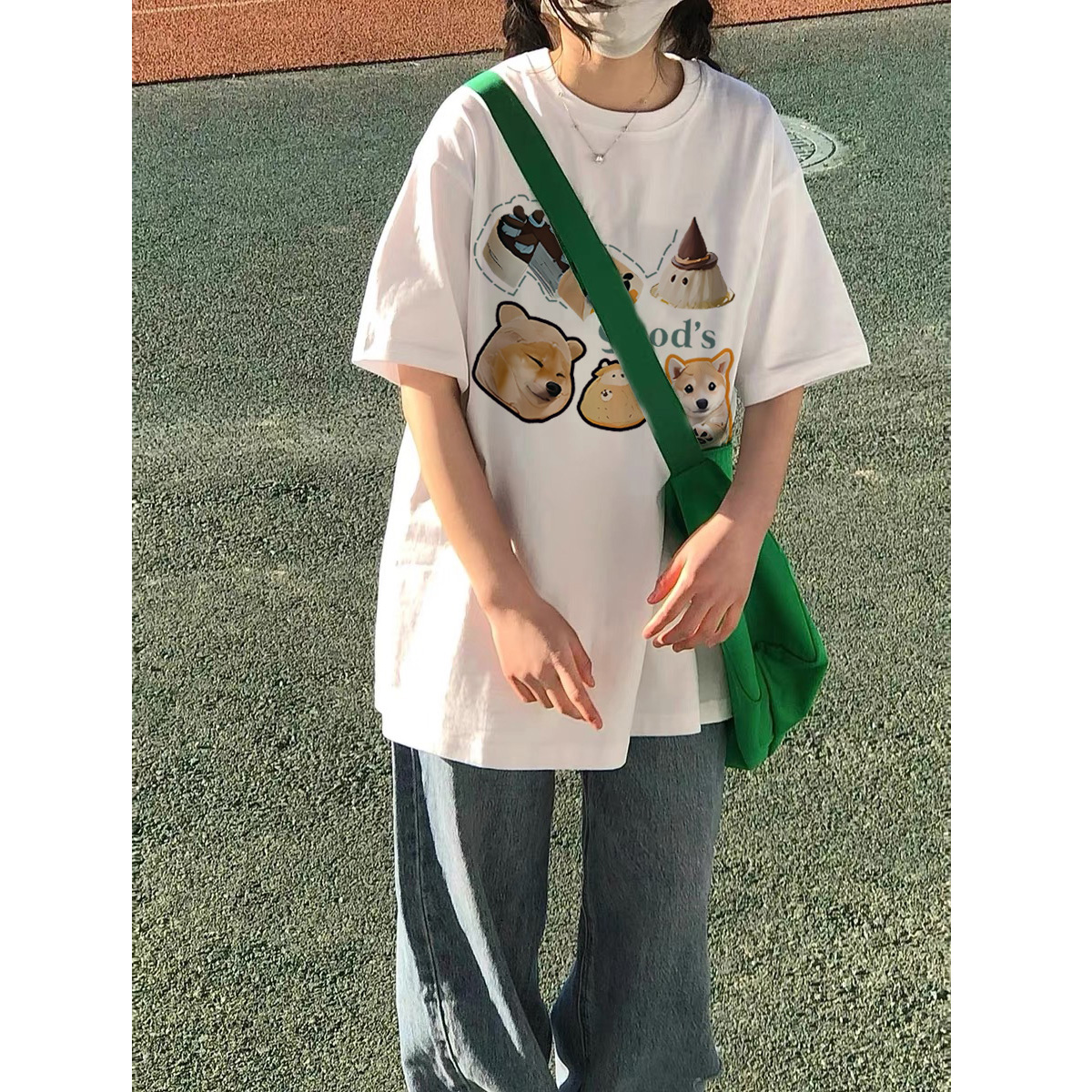 短袖t恤女夏白色2024年新款宽松潮字母半袖打底内搭正肩上衣_锦棉印象店_女装/女士精品-第5张图片-提都小院