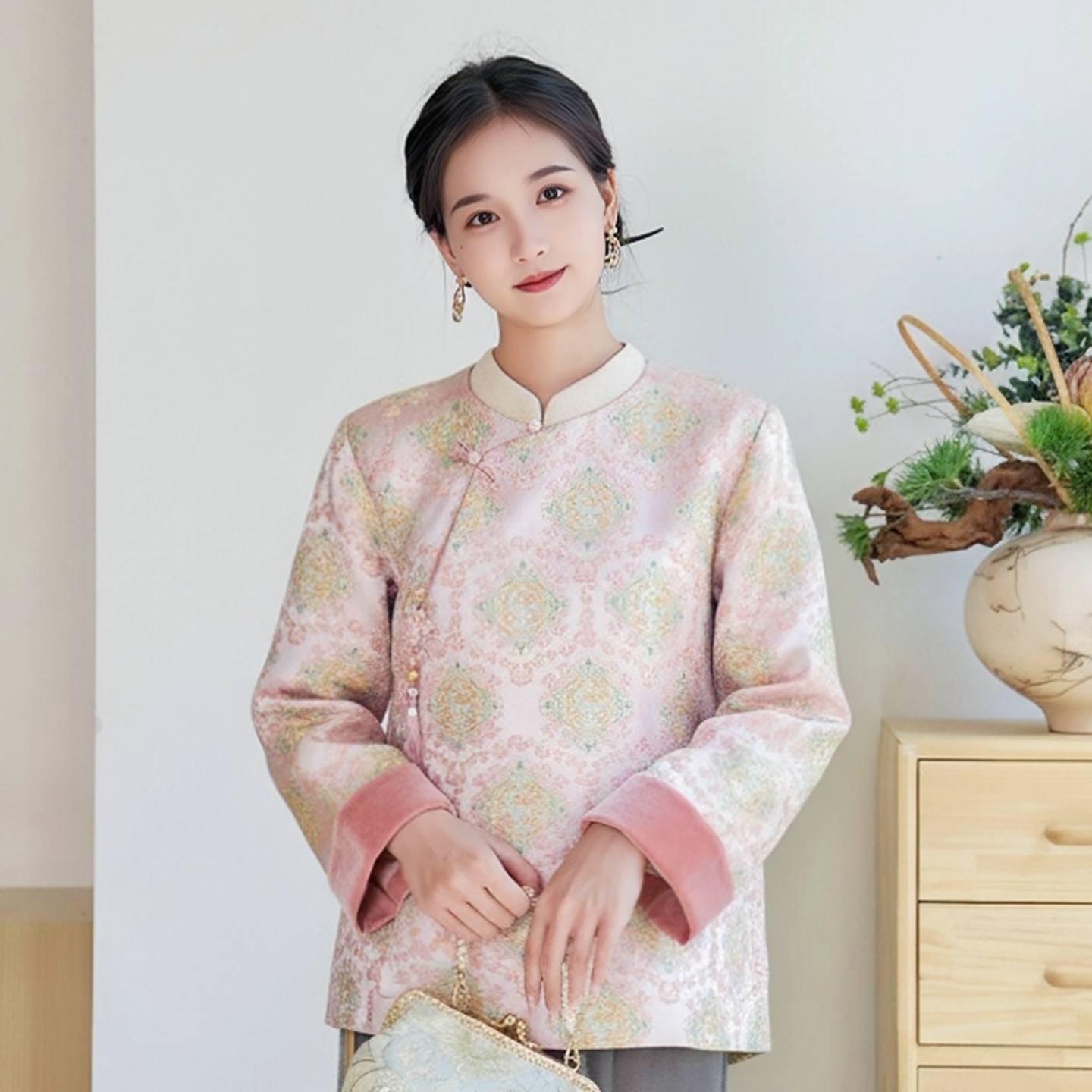 依山锦国风新中式宋锦桑蚕丝真丝厚外套上衣衬衫刺绣衬衣棉服棉袄,淘宝优惠券,粉丝福利购,淘宝优惠卷