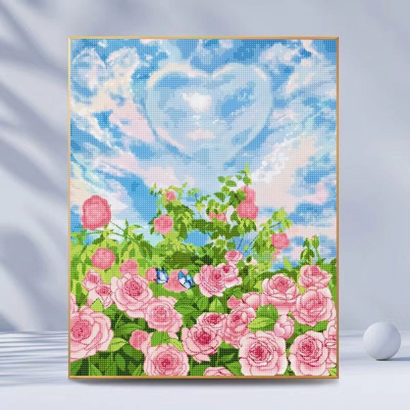 郁金香钻石贴画满钻diy手工生日礼物送闺蜜大尺寸带框风景贴钻绣