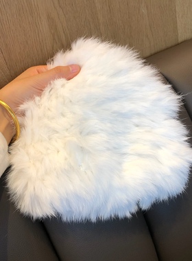 帽子真毛兔毛绒皮草帽编织防寒保暖毛线针织包头帽女秋冬百搭