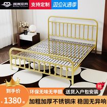 Thickened Stainless Steel Bed Eurostyle High-end Double 1 5 m 1 8 m Student Dormitory Children Single Iron Art Steel Frame Bed