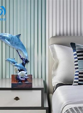 欧式铸铜工艺品海豚雕塑酒柜装饰品户外水景庭院园林景观动物摆件