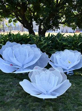 户外镂空花朵雕塑不锈钢铁艺植物摆件园林景观售楼部小区草坪装饰