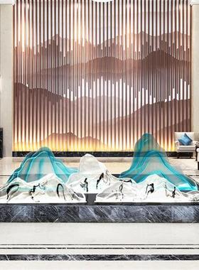 室内树脂假山摆件组合造景客厅桌面装置饰品透明景观酒店落地雕塑