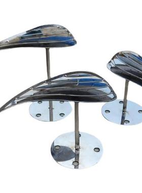 户外不锈钢镜面荷花鱼雕塑定制金属抽象小鱼动物摆件庭院水池景观