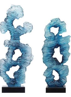 乔迁开业礼轻奢高档太湖石透明树脂雕塑客厅玄关家居软装饰品摆件