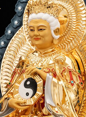 速发皇心斋 1英寸纯铜鎏金无生老母神像无极老母铜像一母家用摆件