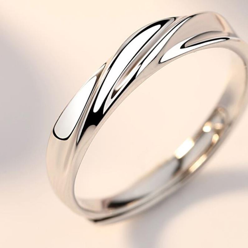 莫桑石PT950铂金素圈戒指对戒韩版男女情侣求婚订婚礼物