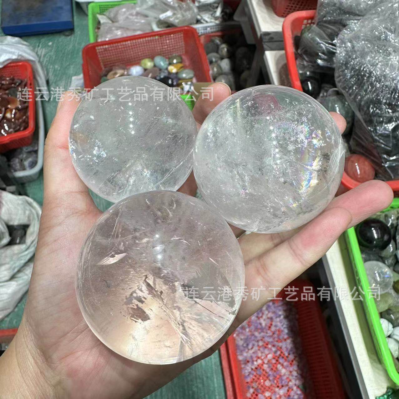 天然白水晶球白水晶原石打磨球摆件居家办公送礼分水摆件,淘宝优惠券,粉丝福利购,淘宝优惠卷