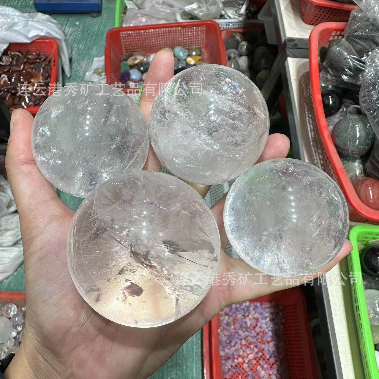 天然白水晶球白水晶原石打磨球摆件居家办公送礼分水摆件,淘宝优惠券,粉丝福利购,淘宝优惠卷