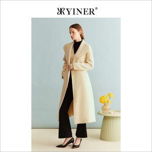 【裸感羊绒】YINER音儿女装冬季绵羊毛双面毛呢大衣