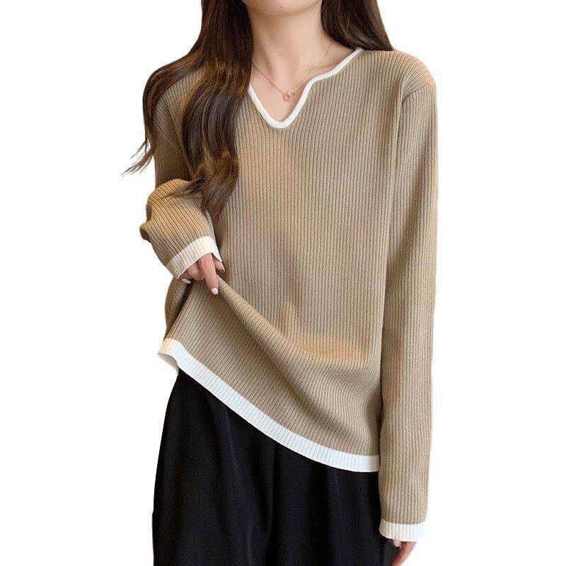 胖mm宽松遮肉显瘦v领长袖针织打底衫女秋冬大码减龄百搭女士毛衣,淘宝优惠券,粉丝福利购,淘宝优惠卷