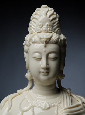 速发戴玉陶堂瓷《莲花座孔雀明王像》仿古瓷大雀孔明王菩萨佛像摆