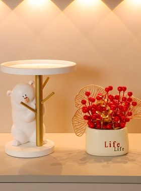 速发可爱入户玄关收纳托架鞋柜置物挂架盘创意大白熊摆件