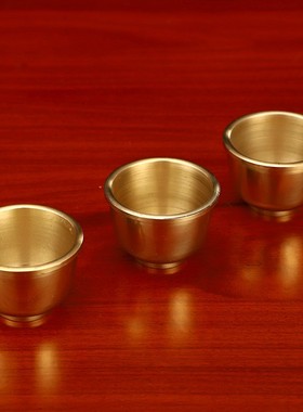 速发身通佛具 纯铜酒杯 茶杯光圆供水杯供佛水圣杯财神杯供具摆件