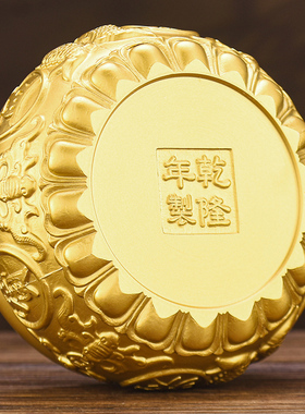 速发聚宝盆摆工家用客厅装饰品纯黄铜存艺品礼品财招聚件钱罐黄铜
