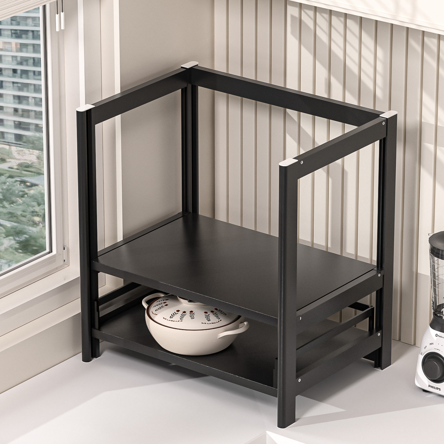 抽拉式微波炉收纳架台面放电饭锅烤箱架子拉厨房小家电分层置物架,淘宝优惠券,粉丝福利购,淘宝优惠卷