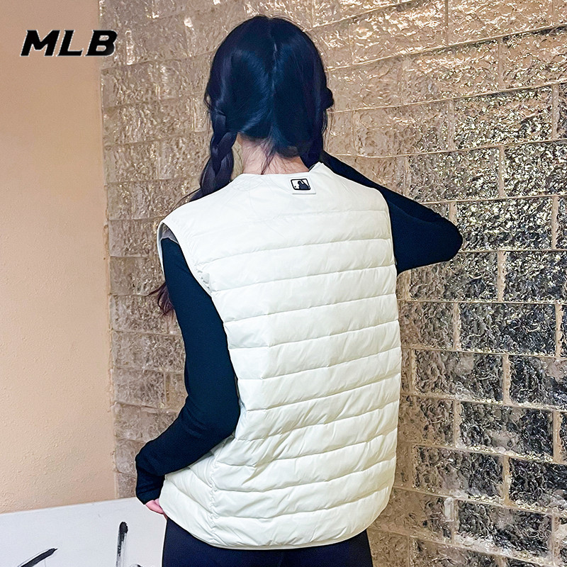 MLB官方正品羽绒马甲女背心男24夏季新款保暖运动外套 NY坎肩 - 图1