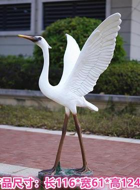 户外仿真白鹭摆件玻璃钢园林水景雕塑玻璃钢庭院假山草地鸟类装饰