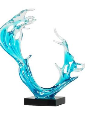 现代创意透明树脂摆件酒店售楼处家居玄关客厅办公室水花艺术雕塑