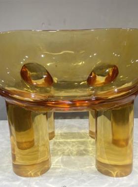 抽象透明树脂花瓣椅子吧台旋转凳子室内酒店客厅软装抽象雕塑摆件