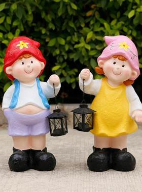 户外卡通人物读书娃娃玻璃钢雕塑幼儿园花园园林景观装饰小品摆件