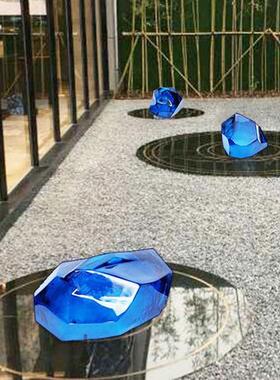 售楼部大厅玄关透明树脂石头雕塑景观假山落地摆件别墅庭院装饰品