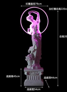 酒吧发光四季天使装饰摆件大型玻璃钢雕塑招财网红打卡景观石膏像