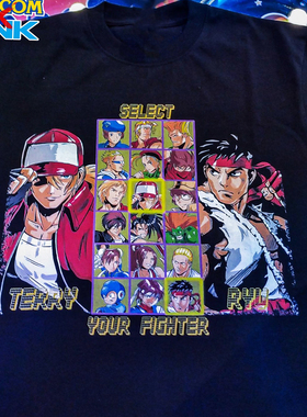 小领口！SNK vsCapcom blacktee拳皇对街霸高街rapper穿搭短袖T恤