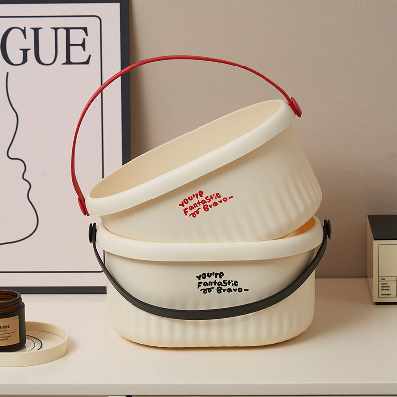 糖豆奶油风澡篮手提大容量洗漱用品收纳筐可爱浴室浴篮学生宿舍,淘宝优惠券,粉丝福利购,淘宝优惠卷