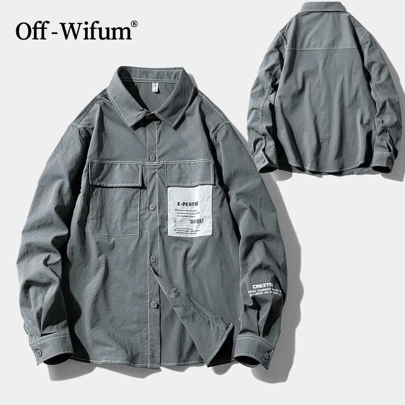 OFF-WIFUM男女同款襯衫春秋季潮牌寸衫休閑格子長袖襯衣春裝外套3_OFFWIFUM旗艦店_男裝