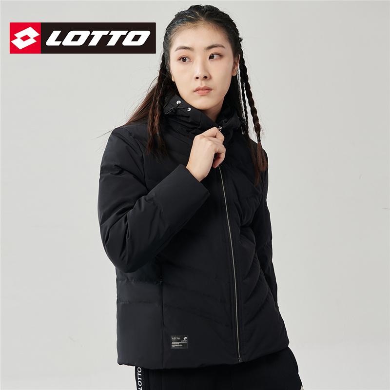 LOTTO乐途女装连帽运动羽绒服2023冬季新款加绒保暖短款休闲外套-图3