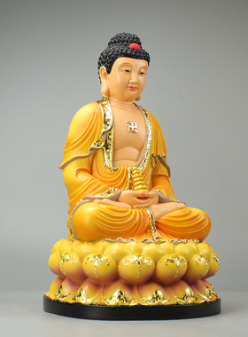 三宝佛佛像三世佛药师佛阿弥陀佛释迦摩尼神像寺庙居家用树脂摆件