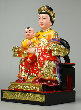 送子娘娘神像临水夫人陈靖姑注生娘娘顺天圣母树脂彩绘家用小摆件