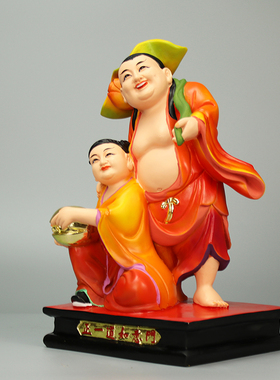 和合二圣树脂摆件和合文化小摆件居家用供奉彩绘树脂手工佛像12寸