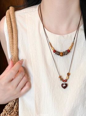 西太后爱心陶瓷串珠项链