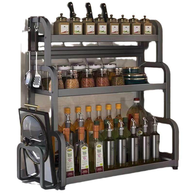 厨房调味品置物架台面筷子刀架枪灰多功能调料用品多层不锈钢收纳,淘宝优惠券,粉丝福利购,淘宝优惠卷
