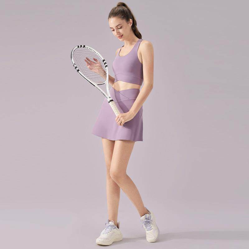 BR夏季网球服假两件瑜伽短裙女弹力交叉收腰运动裙里侧口袋网球裙,淘宝优惠券,粉丝福利购,淘宝优惠卷