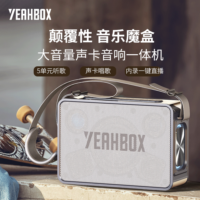 YEAHBOX蓝牙音响M19大功率200W户外广场K歌直播内录音响声卡音箱 - 图0