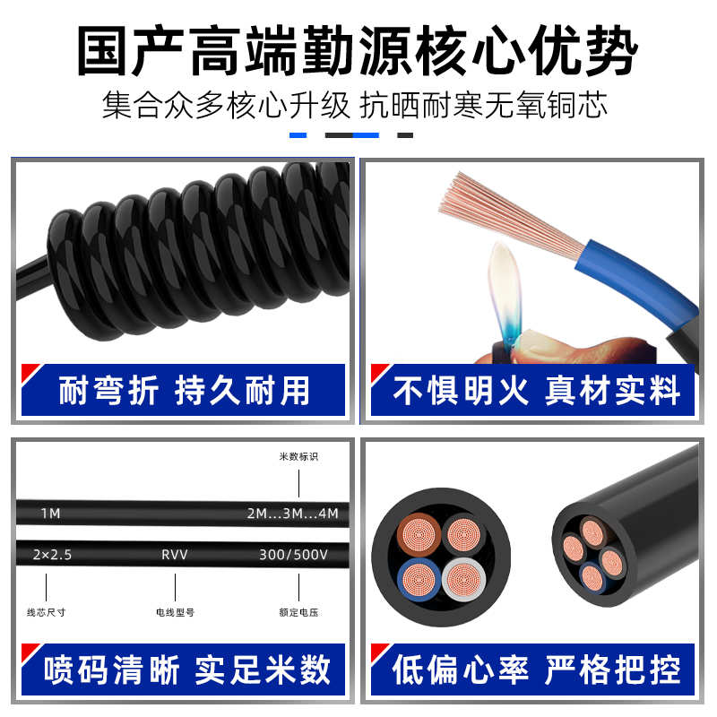 RVV护套线国标纯铜电线多芯电缆线1.5/2.5/4平方空调充电桩电源线 - 图3