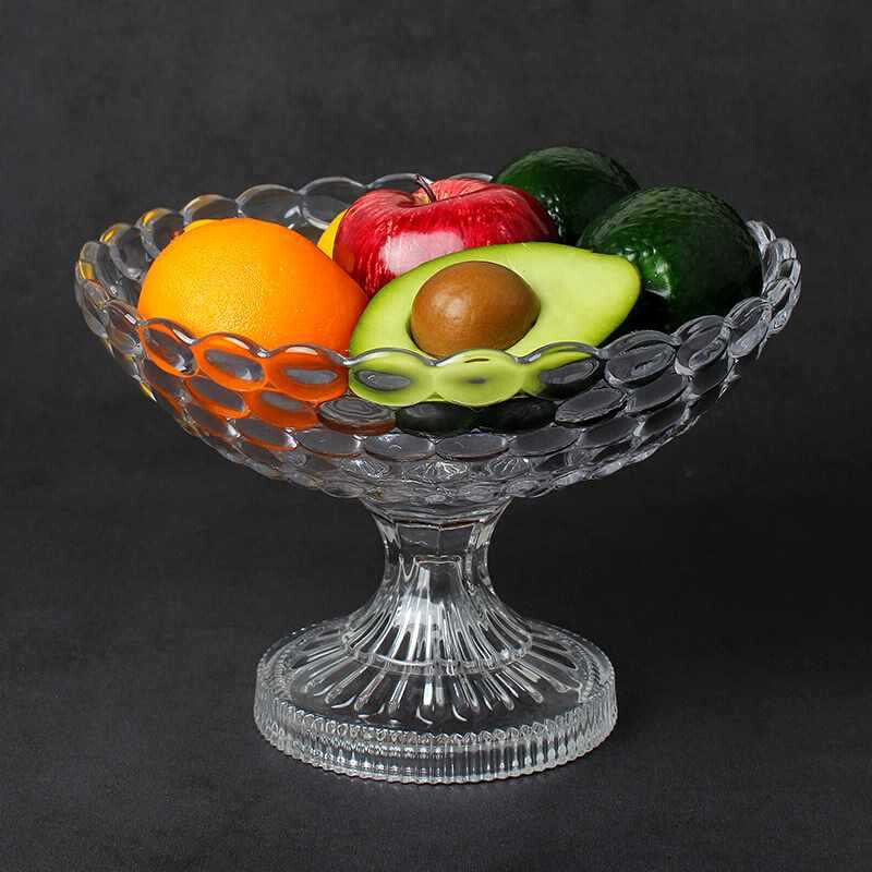 热销欧式特大号果盘水晶玻璃创意高脚干果盘创意 现代 客厅水果盘 - 图1