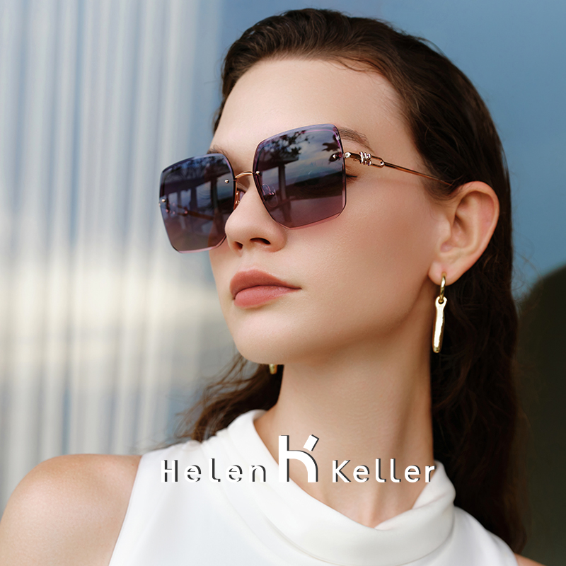 海伦凯勒墨镜女士2024年夏季防紫外线大框渐变偏光太阳眼镜高级感