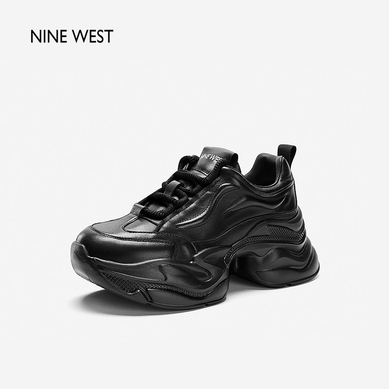 Nine West/玖熙厚底老爹鞋女真皮春季清仓轻便增高运动休闲鞋子,淘宝优惠券,粉丝福利购,淘宝优惠卷
