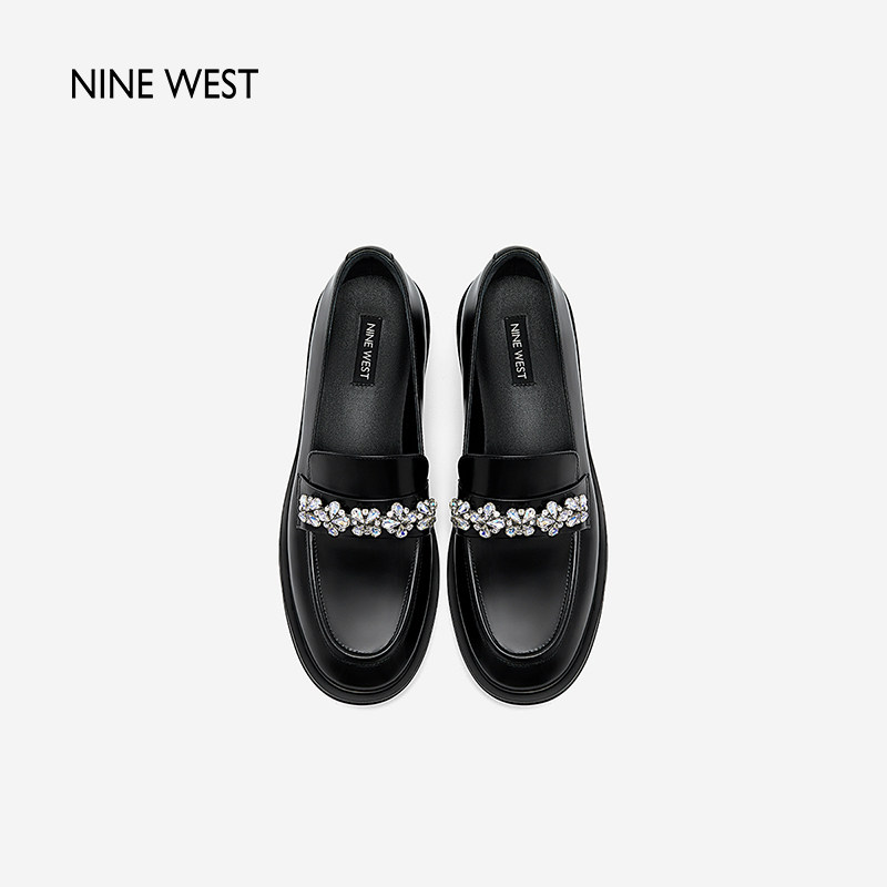 【清仓福利款】Nine West/玖熙乐福鞋圆头璀璨花钻低跟百搭单鞋女,淘宝优惠券,粉丝福利购,淘宝优惠卷