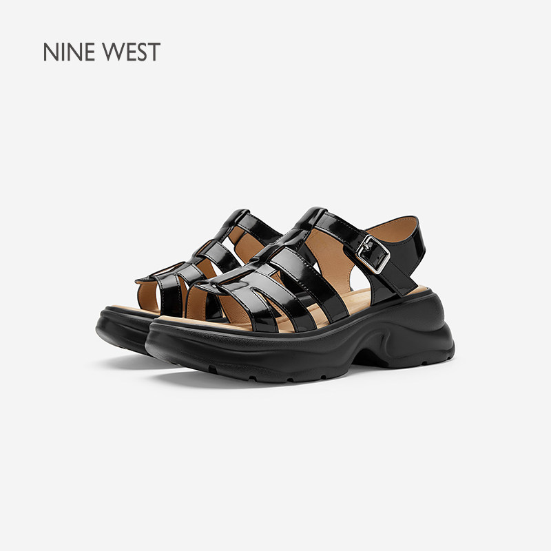 【清仓款】Nine West/玖熙夏厚底增高编织镂空时尚百搭罗马凉鞋女,淘宝优惠券,粉丝福利购,淘宝优惠卷