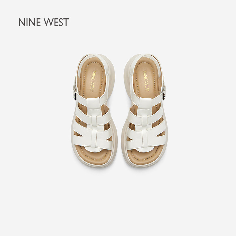【清仓款】Nine West/玖熙夏厚底增高编织镂空时尚百搭罗马凉鞋女,淘宝优惠券,粉丝福利购,淘宝优惠卷