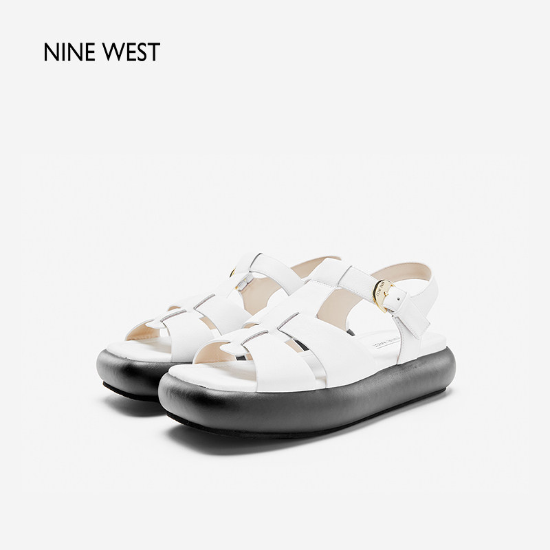 【清仓款】Nine West/玖熙小潜艇厚底时装凉鞋女一字扣带百搭通勤,淘宝优惠券,粉丝福利购,淘宝优惠卷