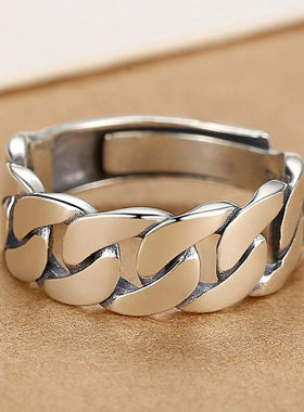 美式新款编织麻花古巴链条戒指